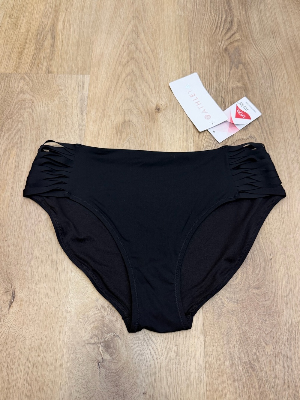 Athleta Adriata Black Swim Bottom with Lattice Sides